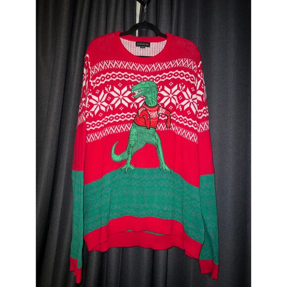 Ugly Christmas Sweater Sweaters - Ugly Christmas Sweater Xmas Size XL Dinosaur